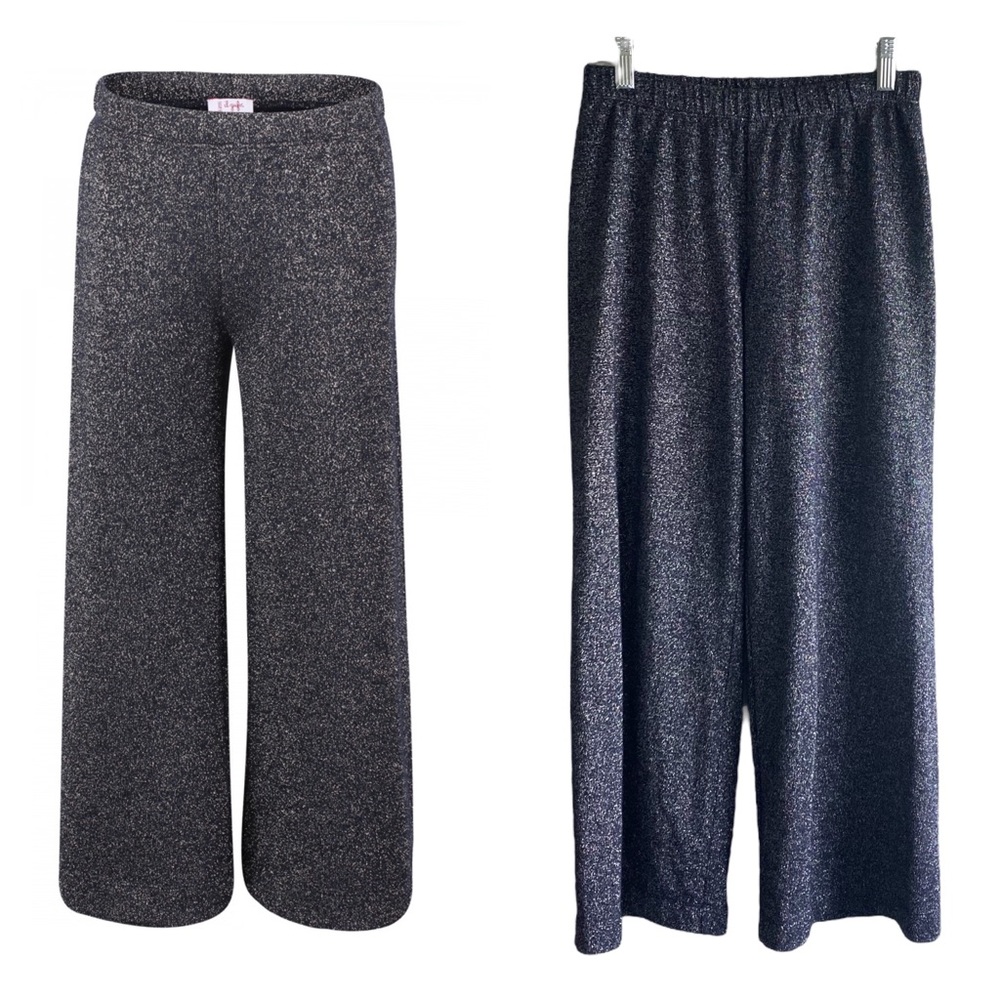Il Gufo Girls Sparkle Wide Leg Trousers Navy Glitter